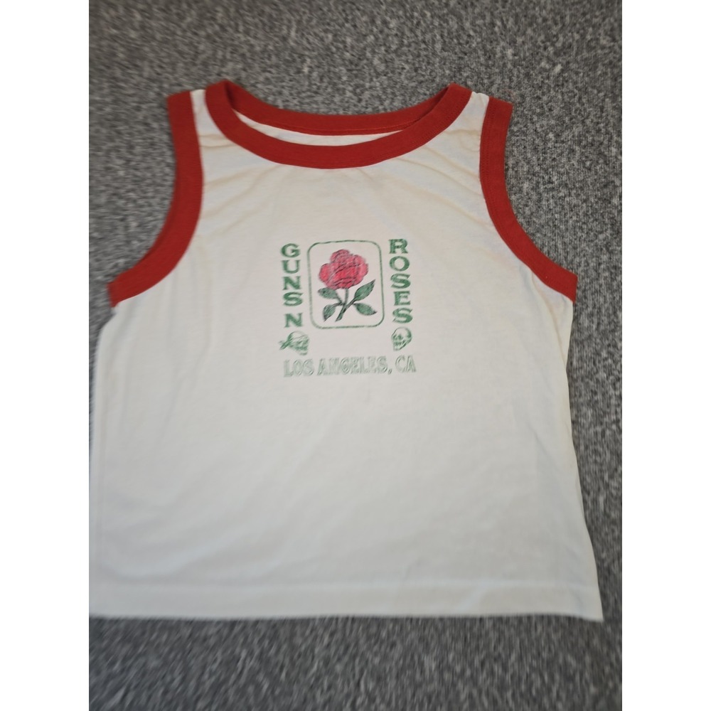 Guns N Roses Ringer Tank Top Toddlers XL White Red Cropped Graphic Band Tee